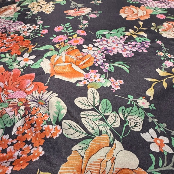 Johnny Was black floral silk scarf - Picture 4 of 4